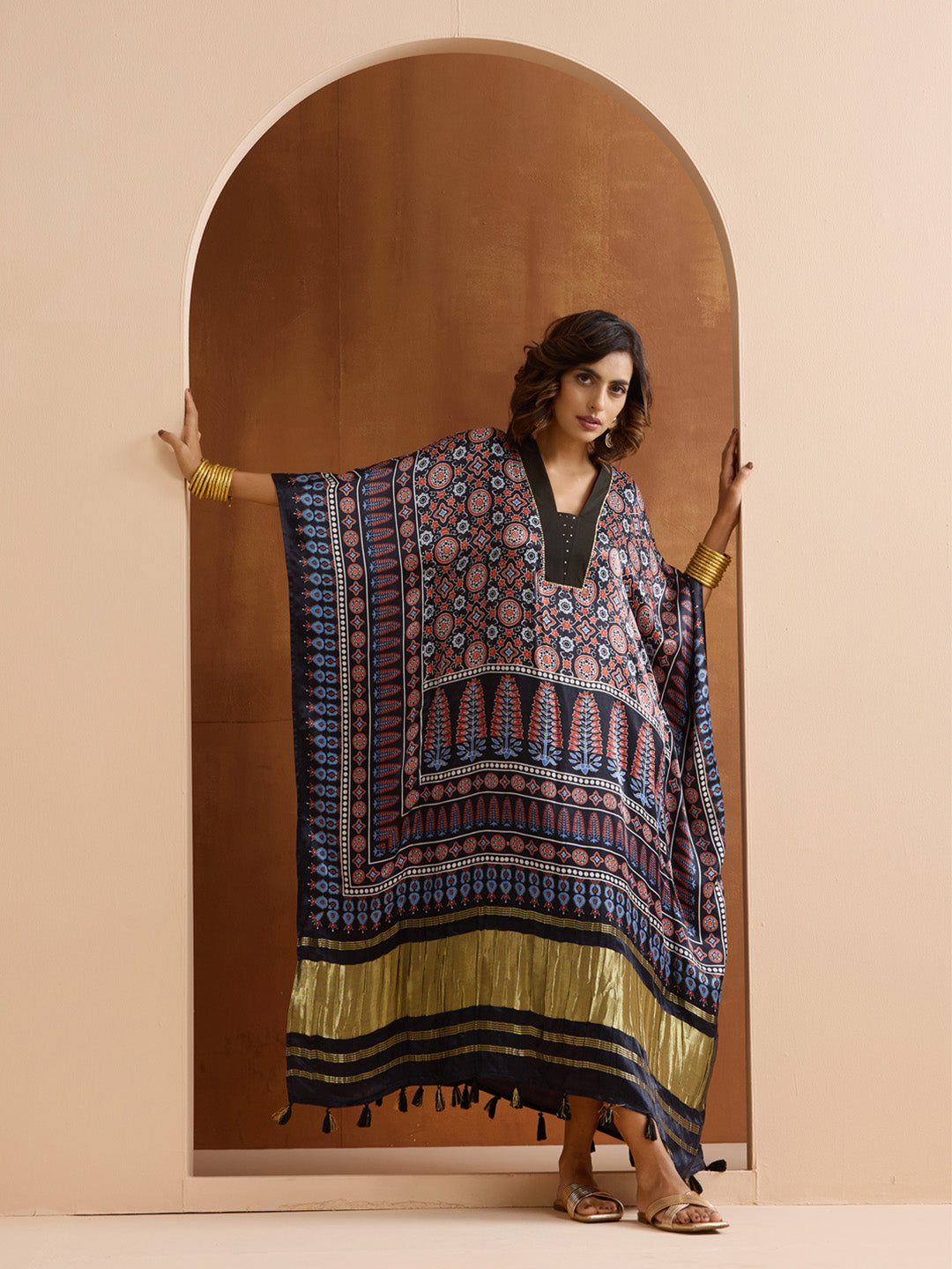 Soft Black Viscose Printed Relaxed Fit Dress