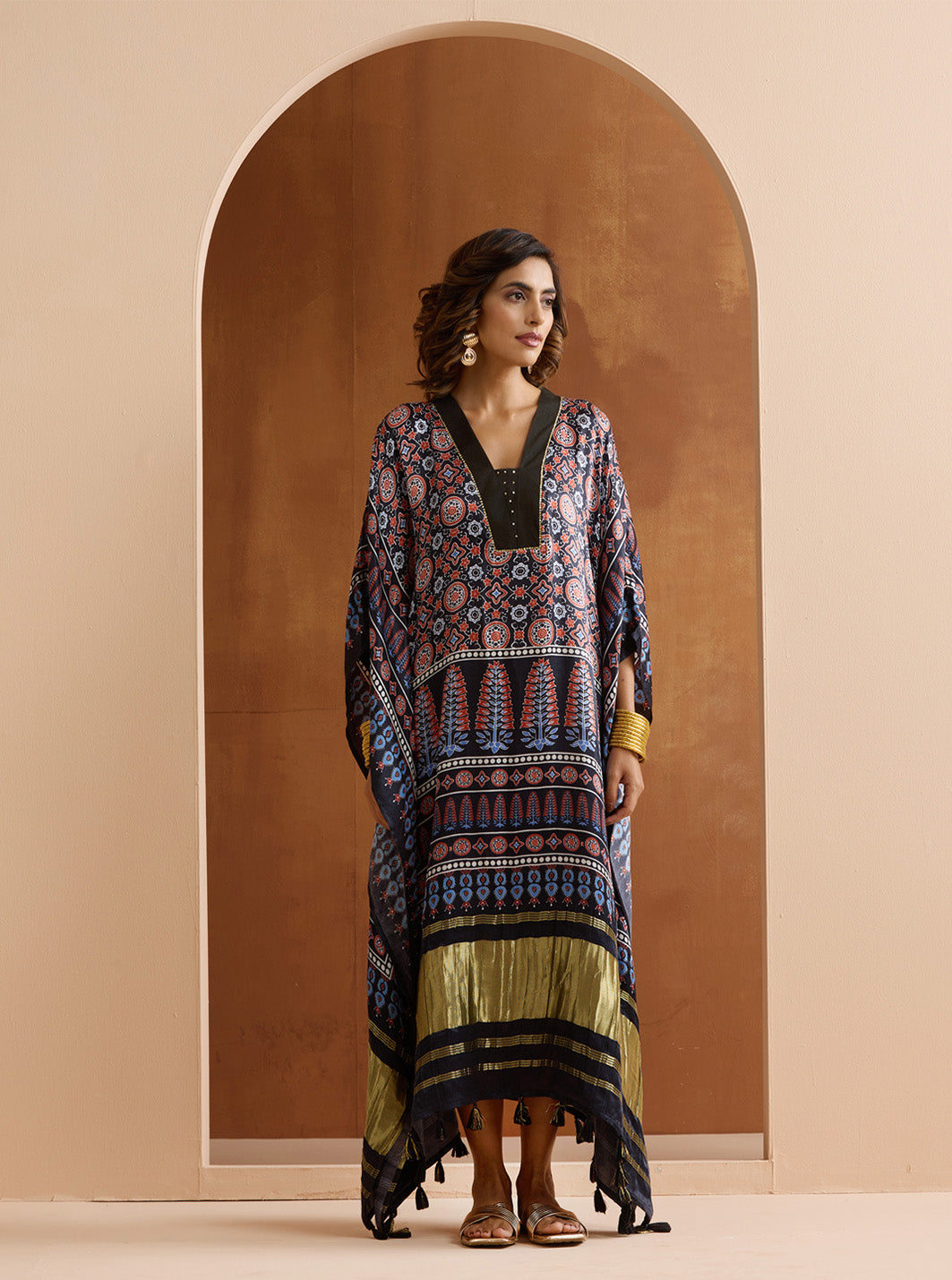 Soft Black Viscose Printed Relaxed Fit Dress