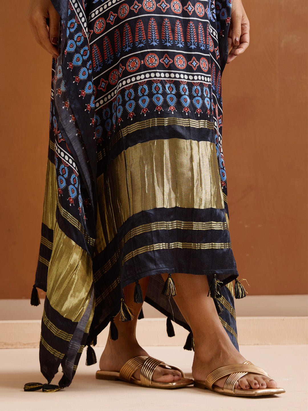 Soft Black Viscose Printed Relaxed Fit Dress