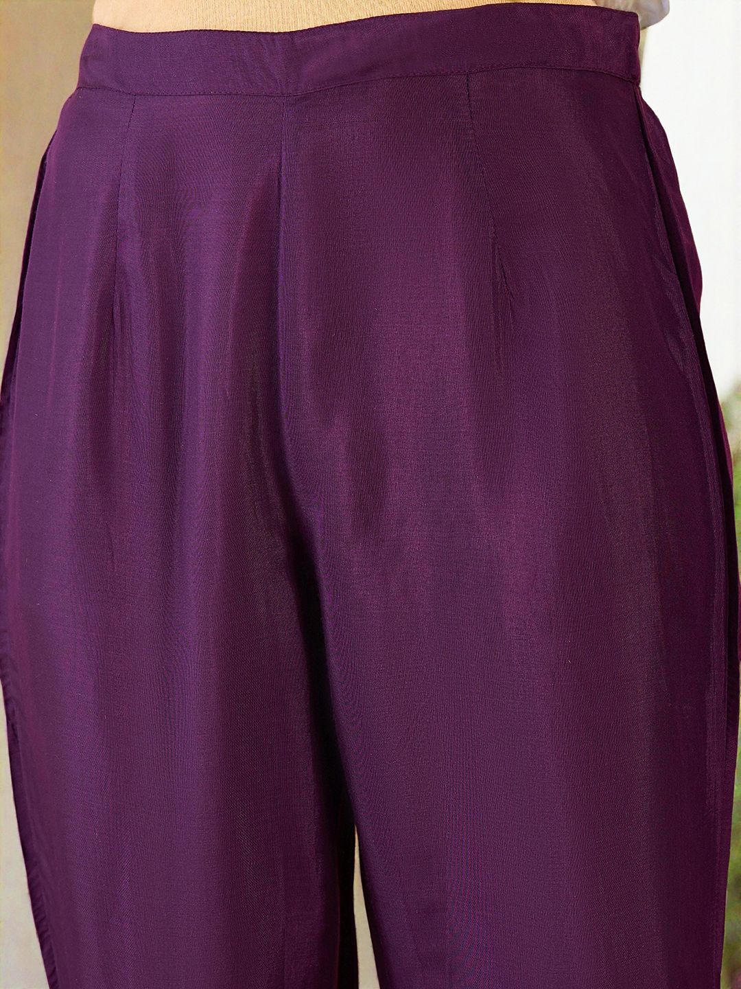 Soft Purple Chinon Sequinned Printed Angrakha Kurta Set With Straight Bottom & Solid Dupatta