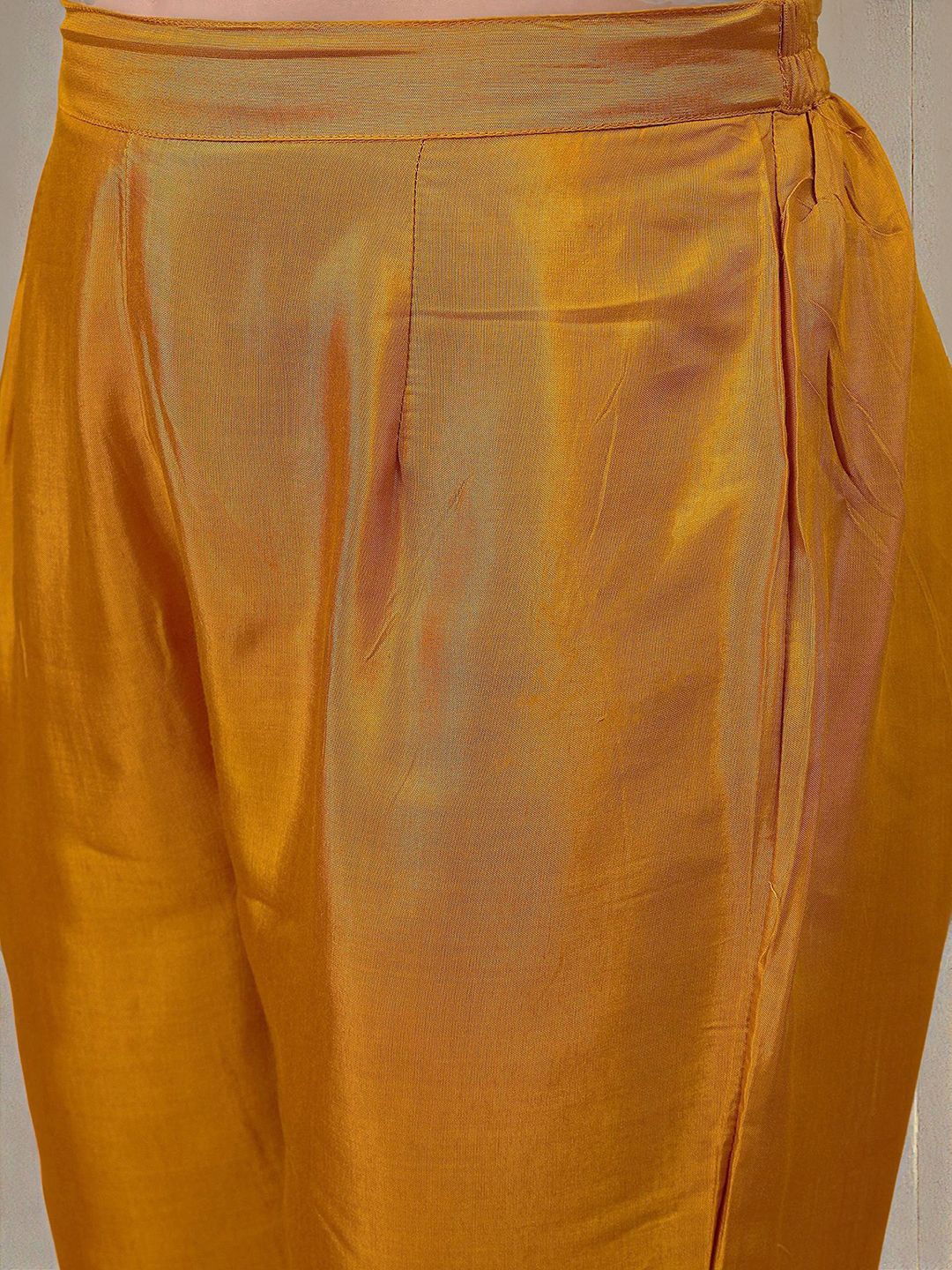 Soft Yellow Chinon Sequinned Printed Angrakha Kurta Set With Straight Bottom & Solid Dupatta