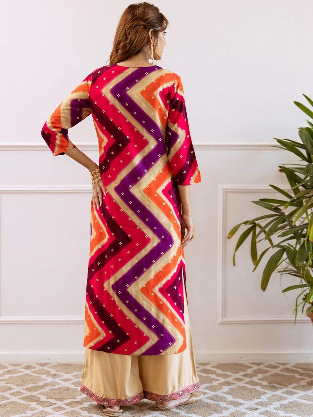 Rich Pink Rayon Zari Embroidered Straight Fit Kurta Set With Straight Bottom & Soft Printed Dupatta