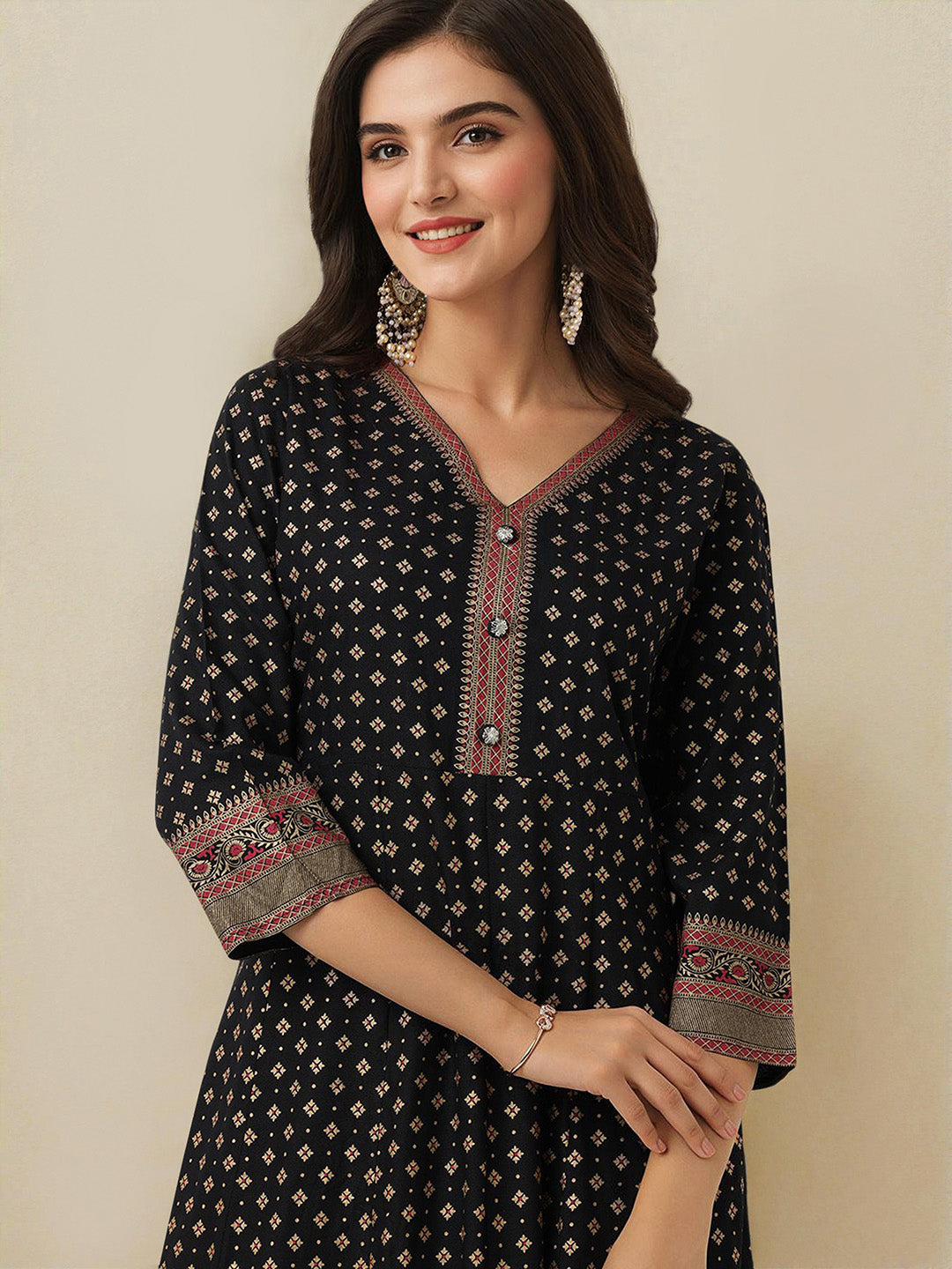 ISHIN Women Black Rayon 2 Pcs Kurta Set